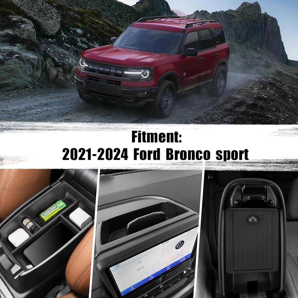 3PCS Center Console Organizers Compatible With -2024 Ford Bronco Sport CX430 Dash Storage Tray And Armrest Storage Box Armrest Hidden Tray Interior