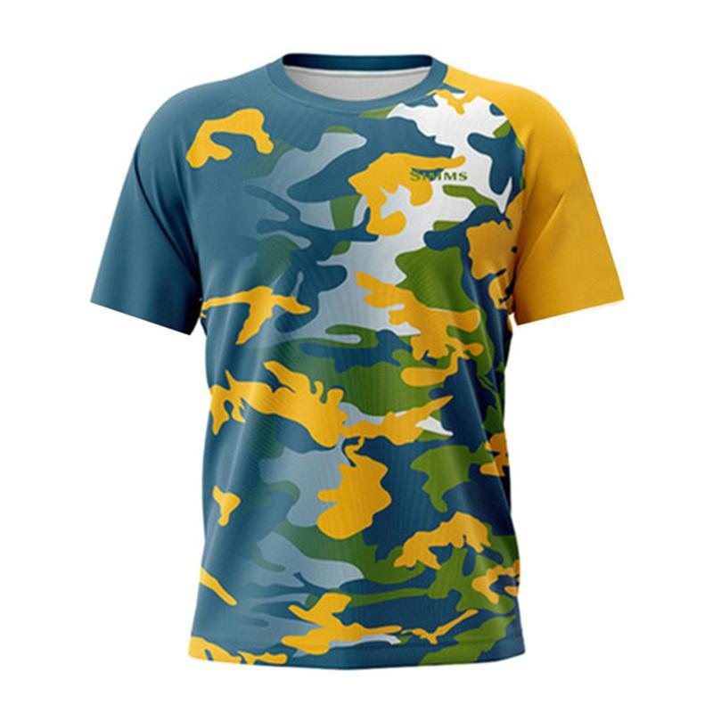 SIMMS Fishing Clothes Camo Sunblock Outdoor Luya Short-sleeved Sweatshirt Breathable T-shirt Top