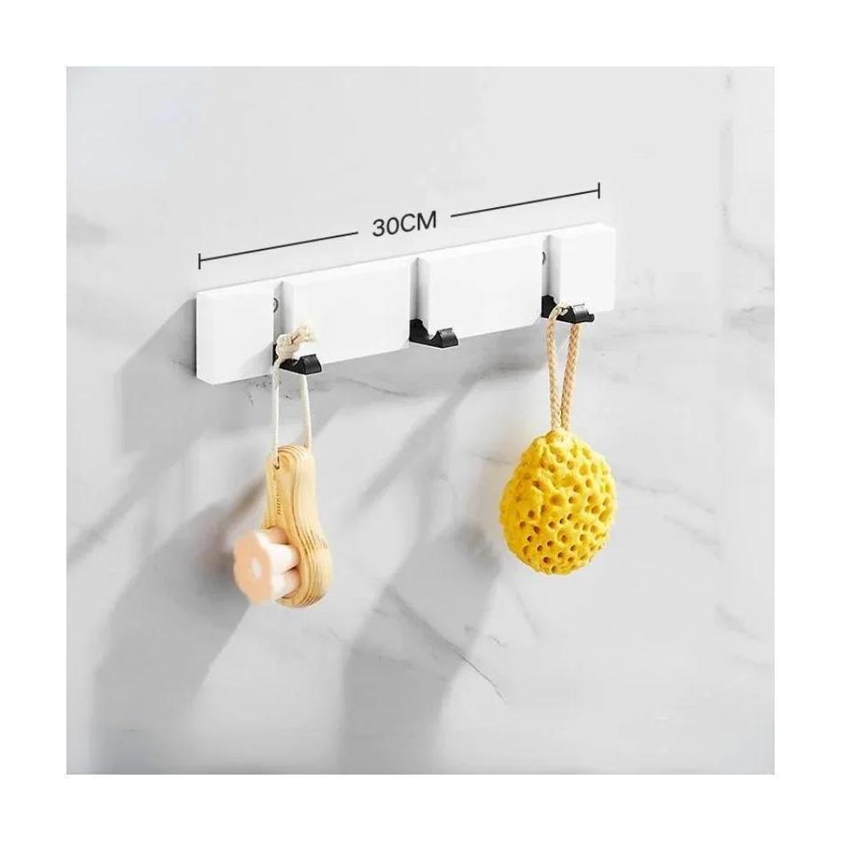 Living Room Coat Rack Hangers Household Items Creative Wooden Invisible Door Row Hook Foldable Clothes Bag Key Hanging Hook