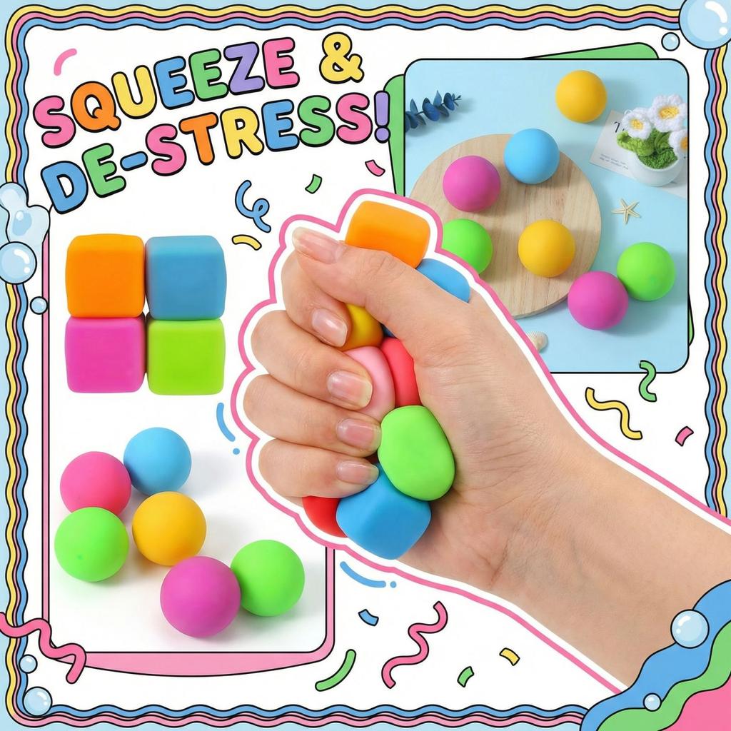 Random Color Squishy Cube, Stress Relief Cube, Stretchy Fidget Cube For Anxiety Relief, Quiet Fidgets For Classroom