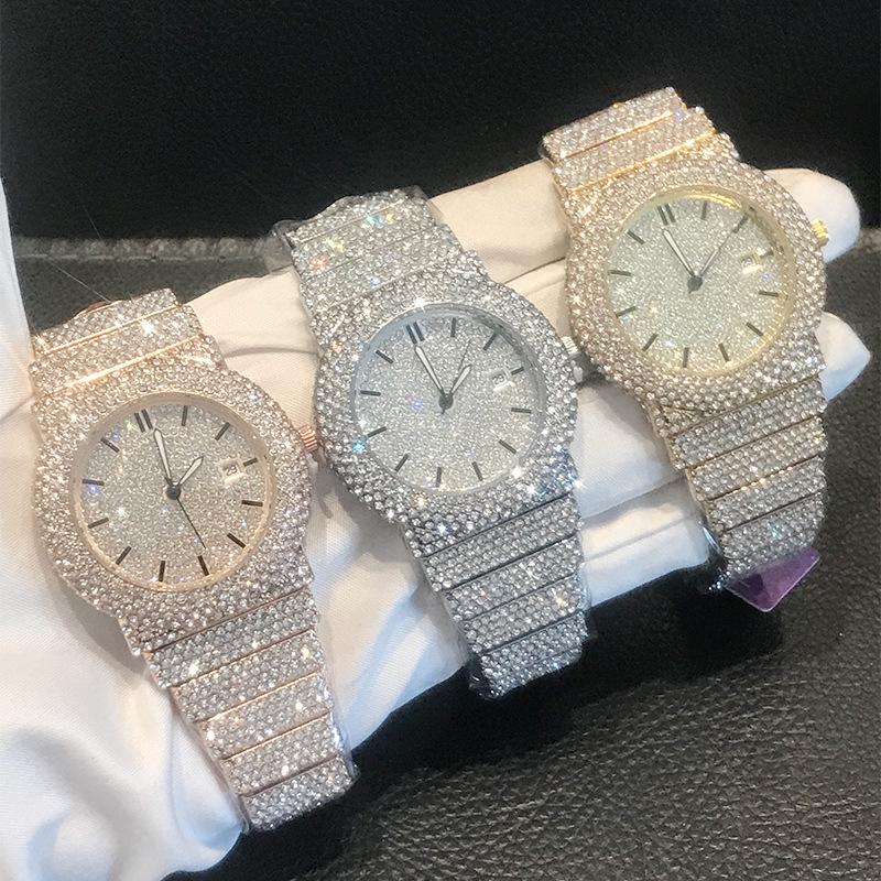 Orologio al Quarzo di Lusso 2026 Full Star: Stile Hip Hop con Intarsio di Diamanti e Cinturino in Acciaio per Uomini e Donne
