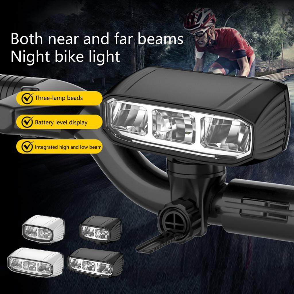 Shockproofed Bike Front Light High Capacity Battery Charging Bicycles Headlight for Low Light Trail Night Cycling