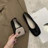 Women Soft Leather Ballet Flats Comfortable Square Toe Slip  Shoes Street Style Ladies Casual Daily Wear Dress Loafers Shoes