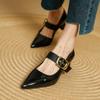 Fashion 2025 New Spring Women Pumps Pointed Toe Genuine Leather Women Shoes Buckle Strap Mary Janes Ladies Shoes Cowhide Leather