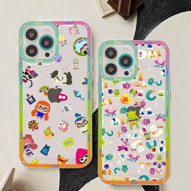 Splatoons Phone Case For iPhone 14 13 12 11 Pro Max Mini X Xs XR 6 7 8 Plus SE 2020 Transparent Case