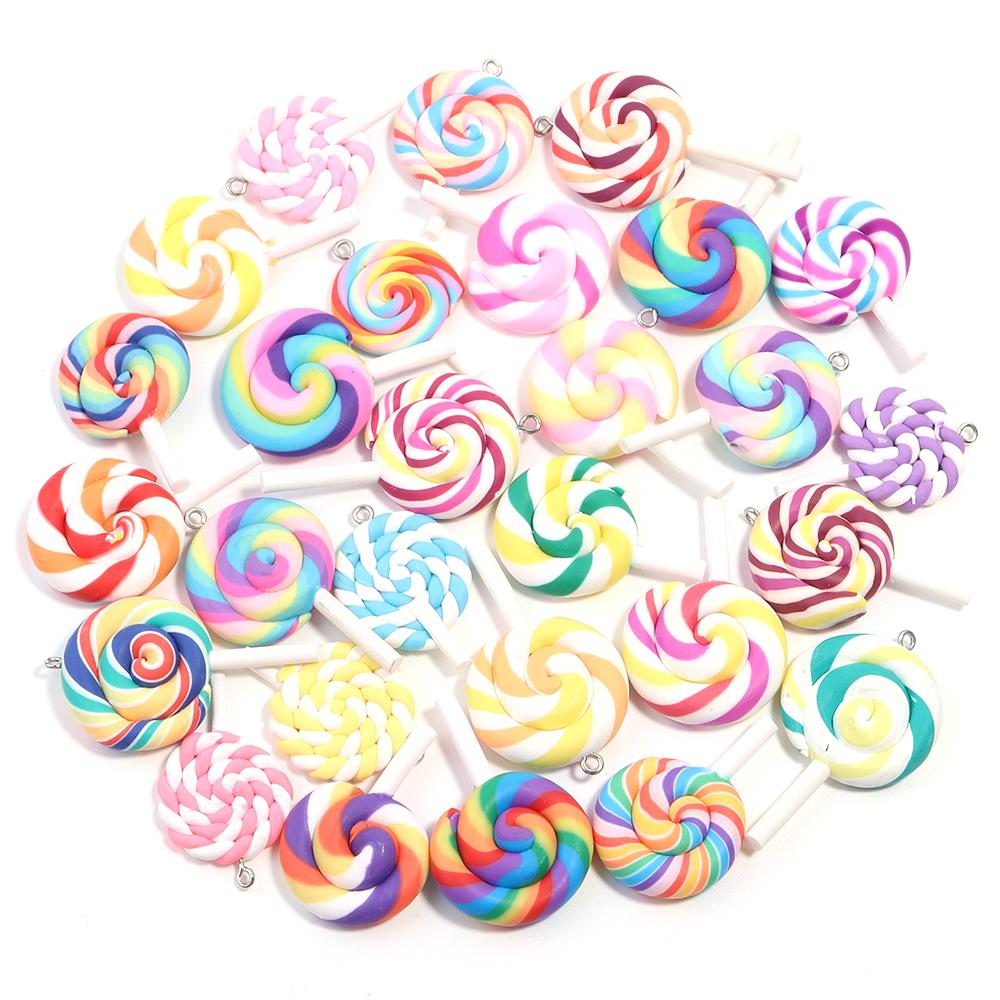 10pcs/lot Cute Lollipop Charms Pendants For Handmade Decoration Bracelets Necklace Earring Key Chain Jewelry Making Lucky Charm