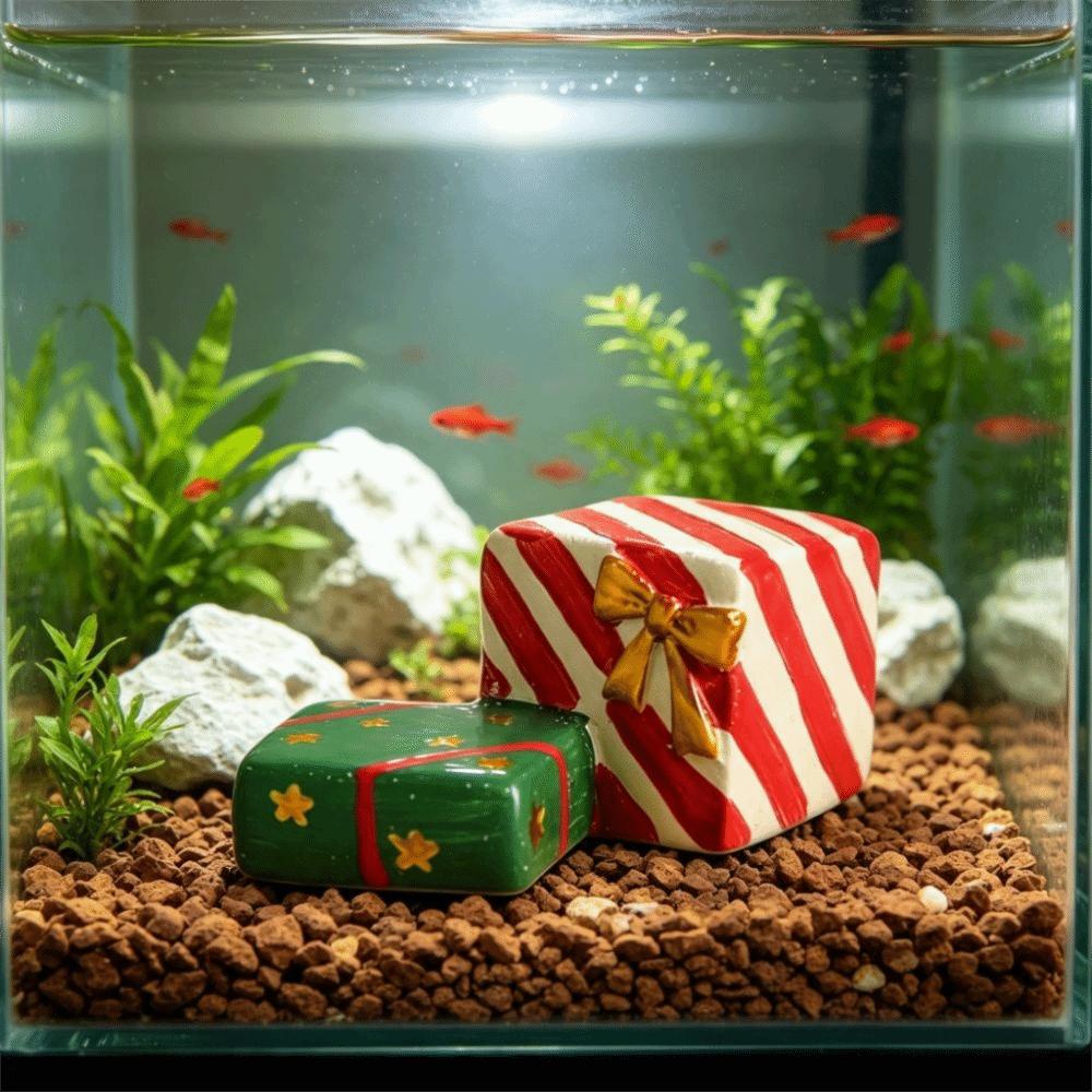 Creative Style Christmas Gift Box Figurine Resin Decorative Christmas Statue Christmas Decor