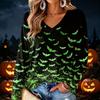 Women's V-Neck Long Sleeve Halloween Print Lightweight Blouse for Fall Parties and Everyday Wear