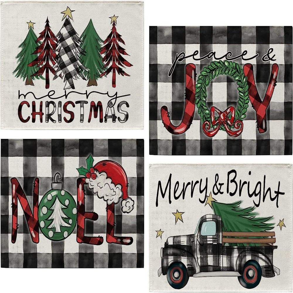 4 Pcs Wrinkle-Proof Nutcrackers Christmas Placemats Durable Tablecloth Christmas Table Mats  Kitchen