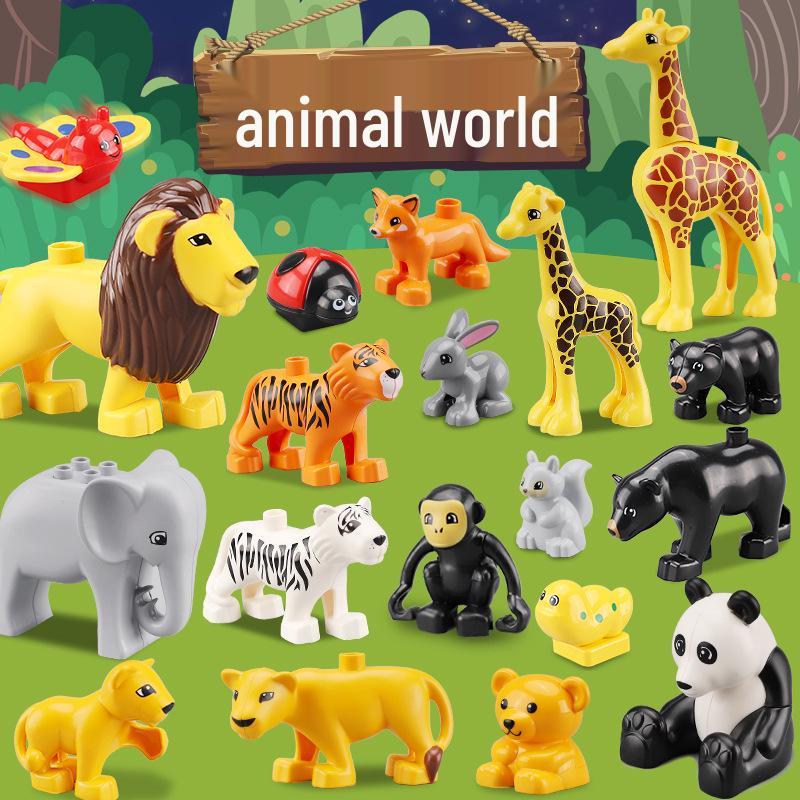 Large Particle Building Blocks: Compatible Prairie Ocean Animal Farm Educational Toys for Kids