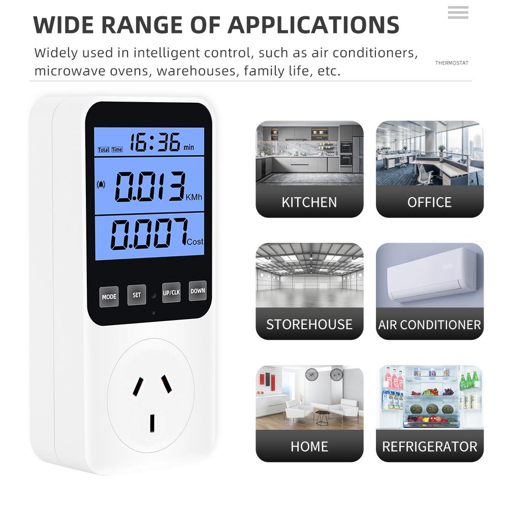 Digital Power Energy Meter 230V Wattmeter Socket Analyzer LCD AC Voltmeter Ammeter Consumption Monitor Kwh And Cost Display