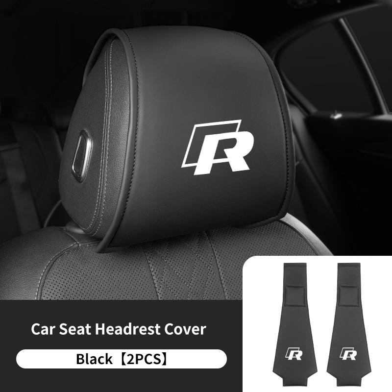 

2026 Hot For Volkswagen VW 2PCS Leather Car Seat Headrest Protective Cover Accessories For Volkswagen VW Golf Polo Tiguan Passat