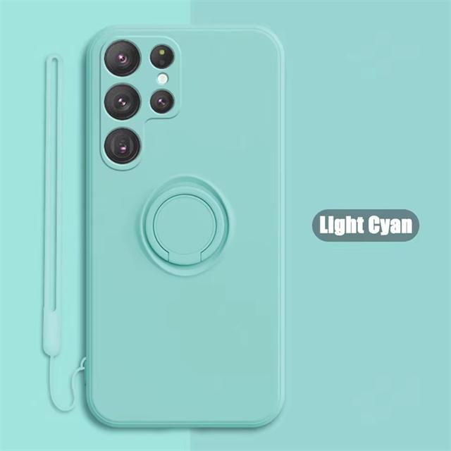 Ring Holder Magnetic Phone Case For Samsung Galaxy S25 S24 S23 S22 Ultra S21 S20 FE S10 Plus Note 20 Ultra Liquid Silicone Case