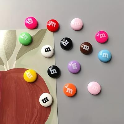 10Pcs Cute Mini Bean Themed Plastic Circular Refrigerator Magnets, Cartoon Design Resin Refrigerator Magnet Set