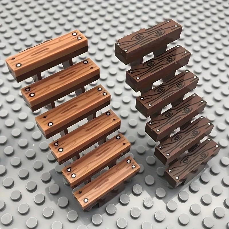 20pcs MOC Scene Toys Small Particle Building Block Scene Accessories 1x4 Flat Wood Grain With Nail Printing Wooden Board Accessories