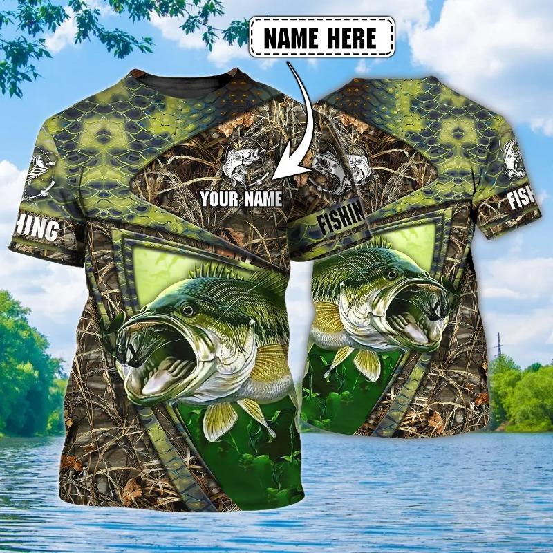 

Bass Fishing Personalized Name 3D All Over Printed Mens t shirt Cool Summer Unisex Short sleeve T-shirt Casual Tee tops TX256 5XL