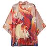 Hanten Happi Raposa e Flor de Cerejeira Festival Cerimônia Grandiosa Portátil Japonês Sol Longo Gola Aberta Tamanho Único [Dudode] Estilo Kimono (longo