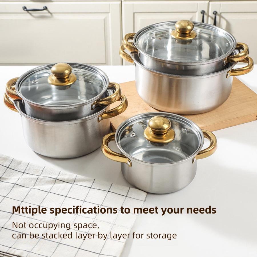 12pcs Eco-Friendly Stainless Steel Kitchen Cookware Set Non-Stick Pots and Pans with Gift Box for Cooking