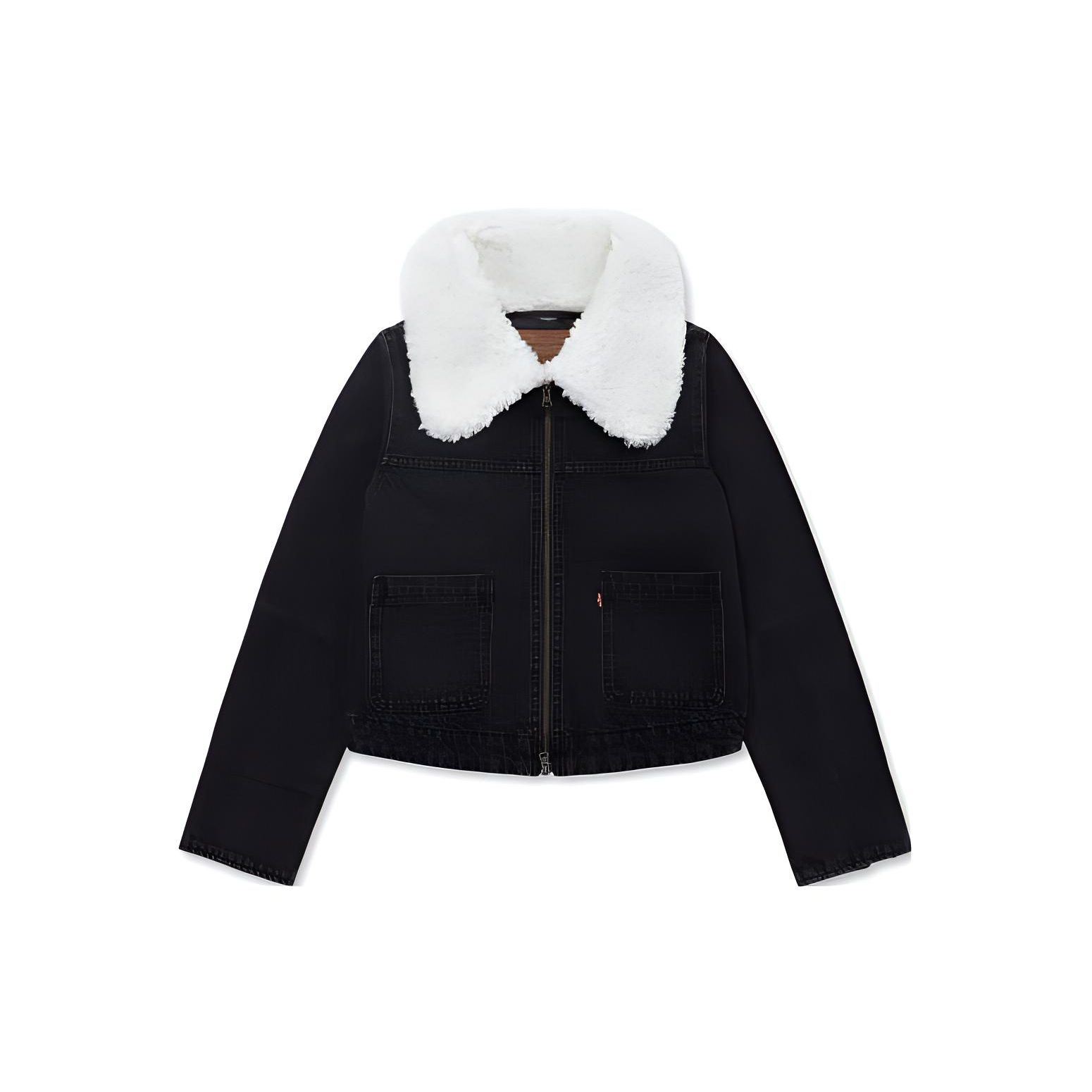 Levi s Women s Eco Shearling Collar Denim Jacket Black A3487-0003 XS