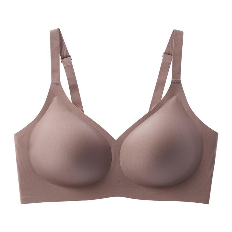 Jelly Glue Underwear Women's Seamless European And American Large Size Big Breasts Bra Gathered Breast Milk Without Steel Ring Bra