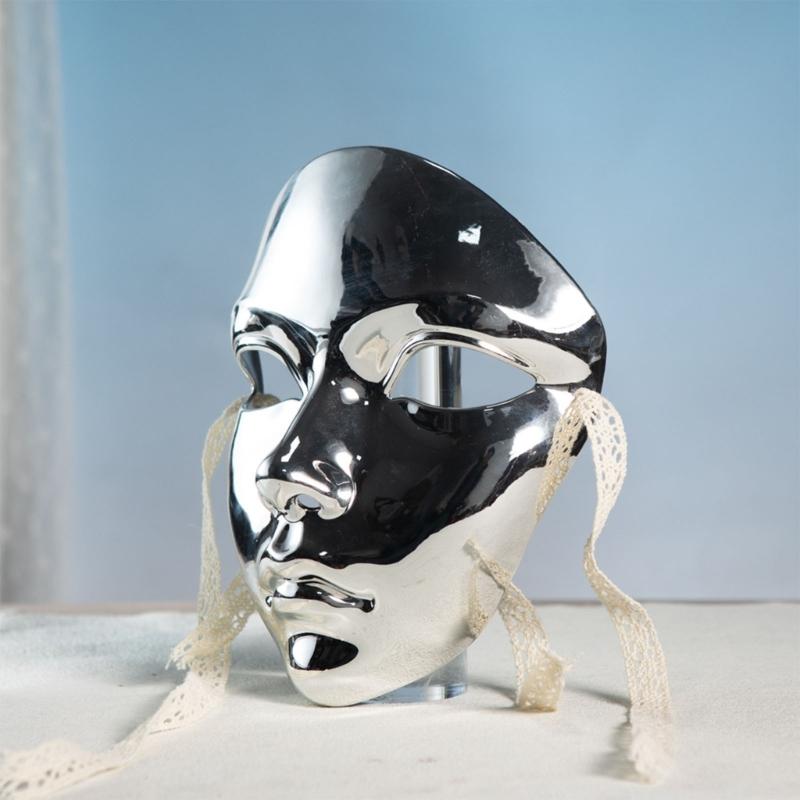 Masquerade Mask Metallic Color Mask Halloween Mask Full Face Mask For Women Men Cosplay Masquerade Costume Accessories