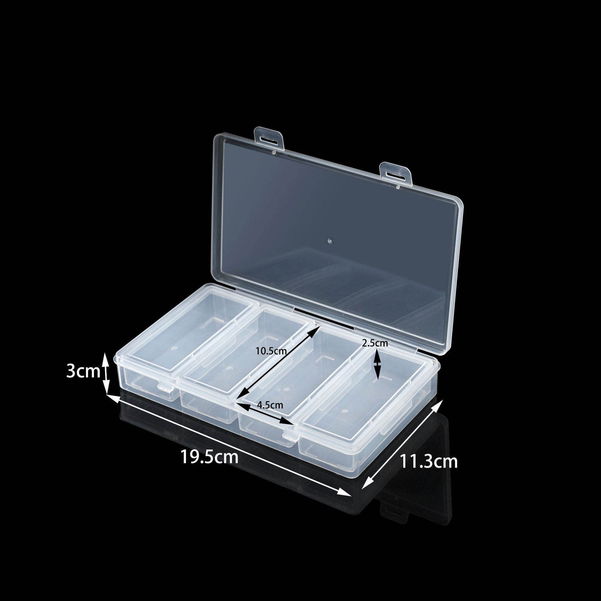 

Коробка-в-коробке 4-ячеечный прозрачный контейнер для хранения с независимыми отделениями, классифицированные предметы, безделушки, набор маленьких пластиковых коробочек 19.5*11.3*3CM