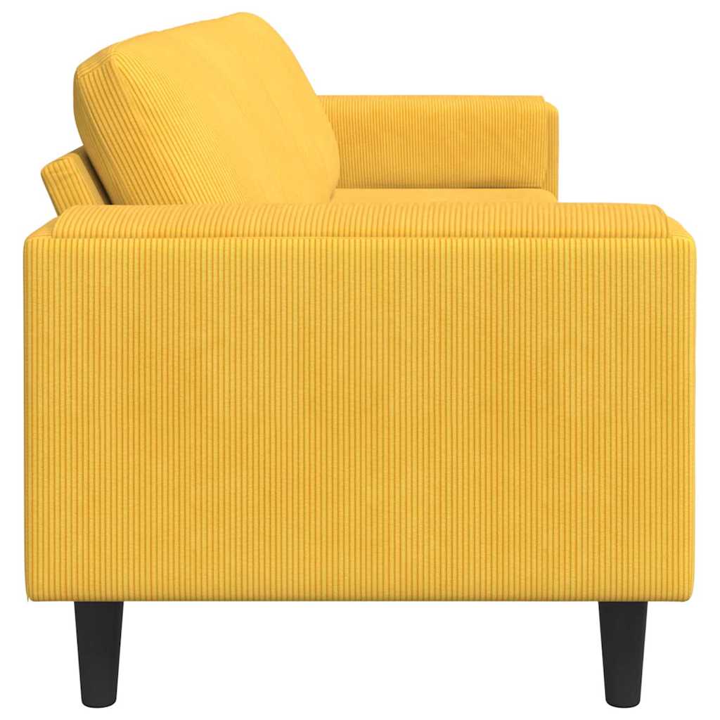 Sofa Light Yellow 250 x 77 x 76 cm Cord Fabric