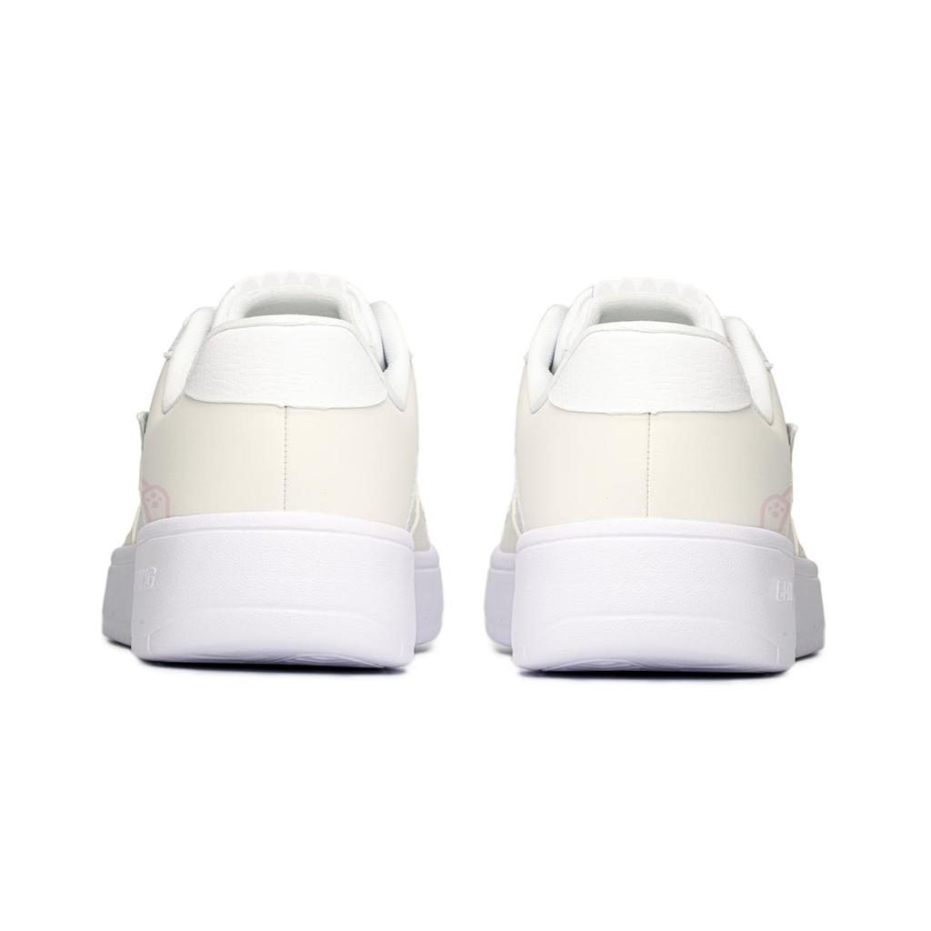 Li Ning Floating Boat Sweet Meowth Abrasion Resistant Slip Resistant Low top Skateboard Shoes Women's White Yellow Pink AGCS420-6(Team1993-)