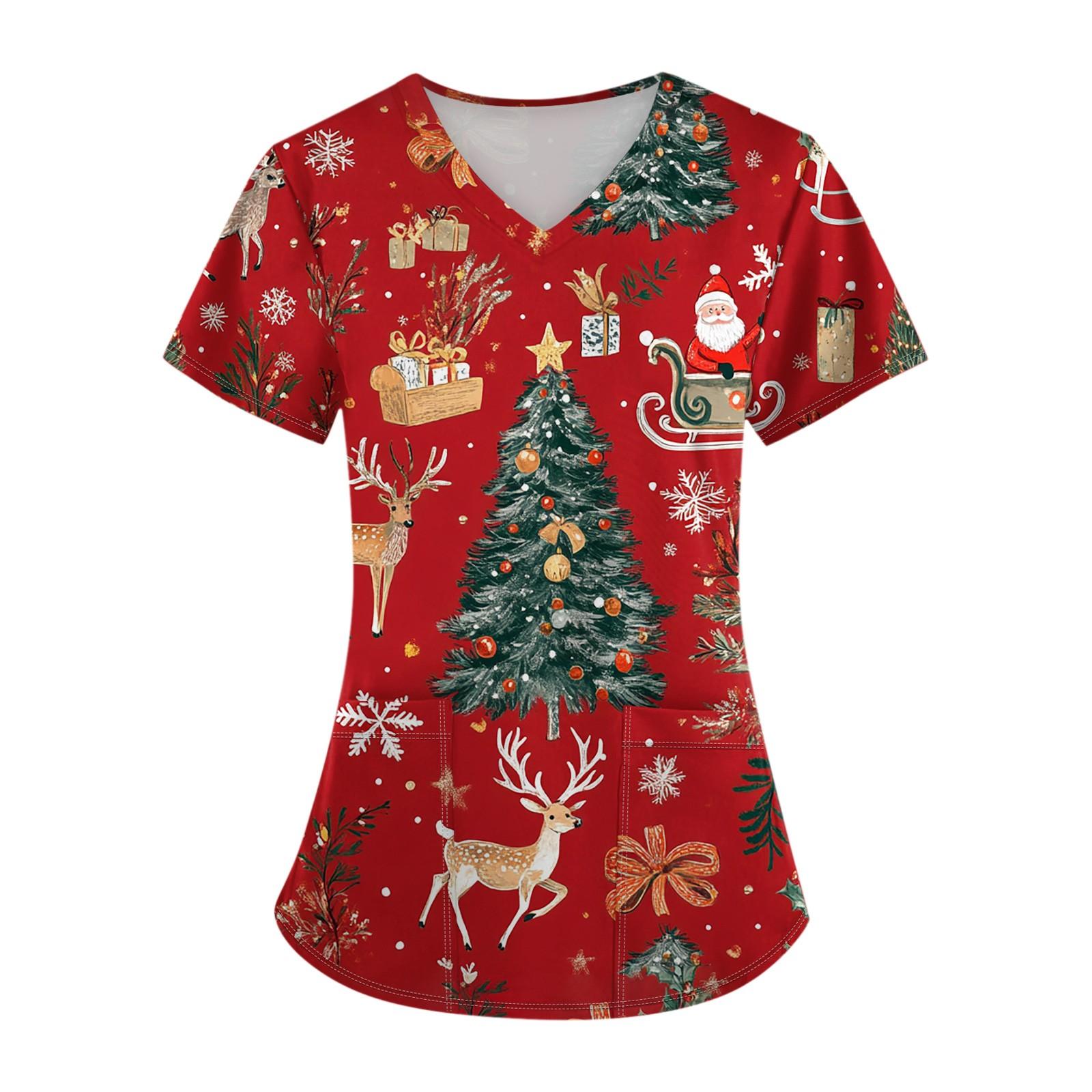 

Женский топ с карманом и коротким рукавом с крестом и V-образным вырезом L красный