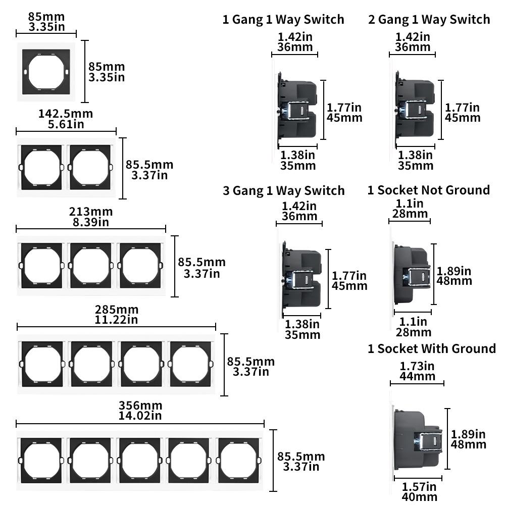 European Standard Multi-position Wall Socket with Flame Retardant Protection and Simple Design