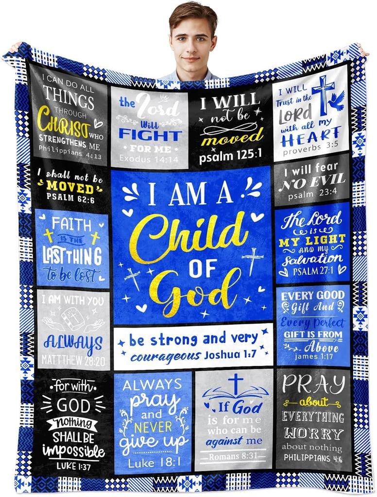 Inspirational Christian Throw Blanket for Women with Bible Verse Prayer Scripture Soft Flannel Healing X