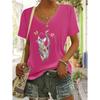 Women's Fashion T-Shirt Short Sleeve 3D Cat Print Top Tees V-Neck Casual Woman Graphics Clothes Women's Clothing