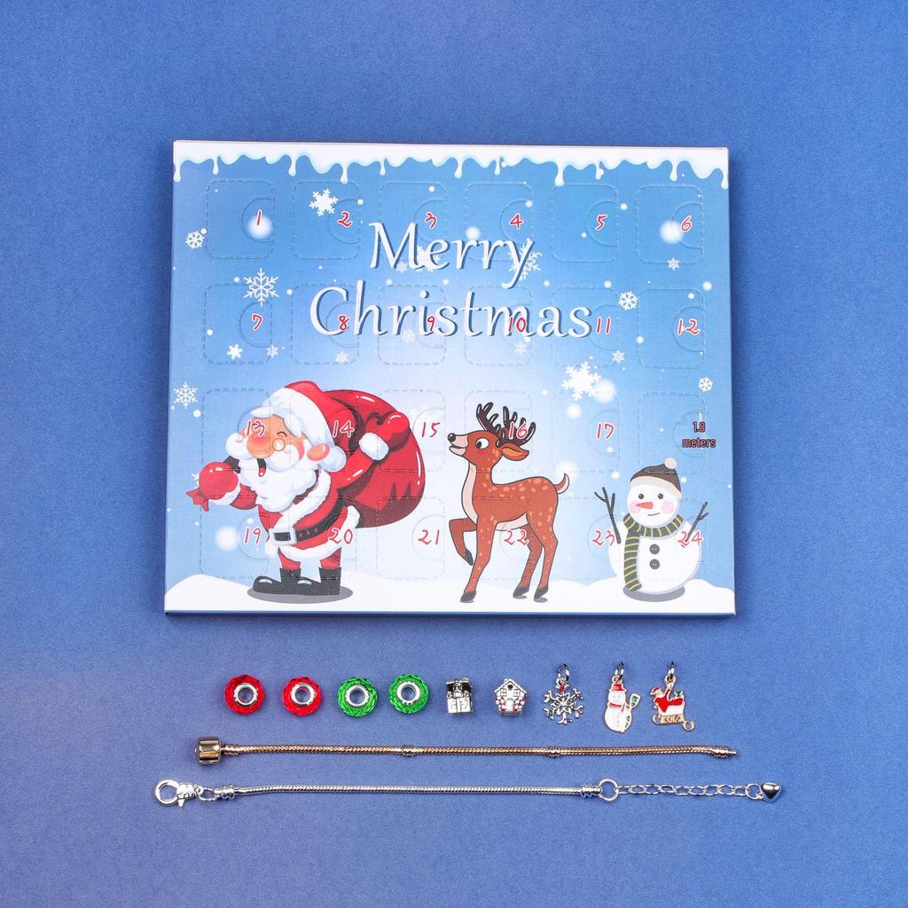 Envelope Calendário do Advento de Natal de 24 Compartimentos: Pulseira DIY e Cartão de Felicitações de Bênção Presente para Crianças
