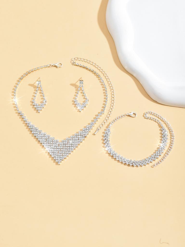 4 Pieces of Women's Temperament Claw Chain Series Cone-shaped Necklace, Earring Bracelet Set, Wedding Banquet Party, Holiday Gif