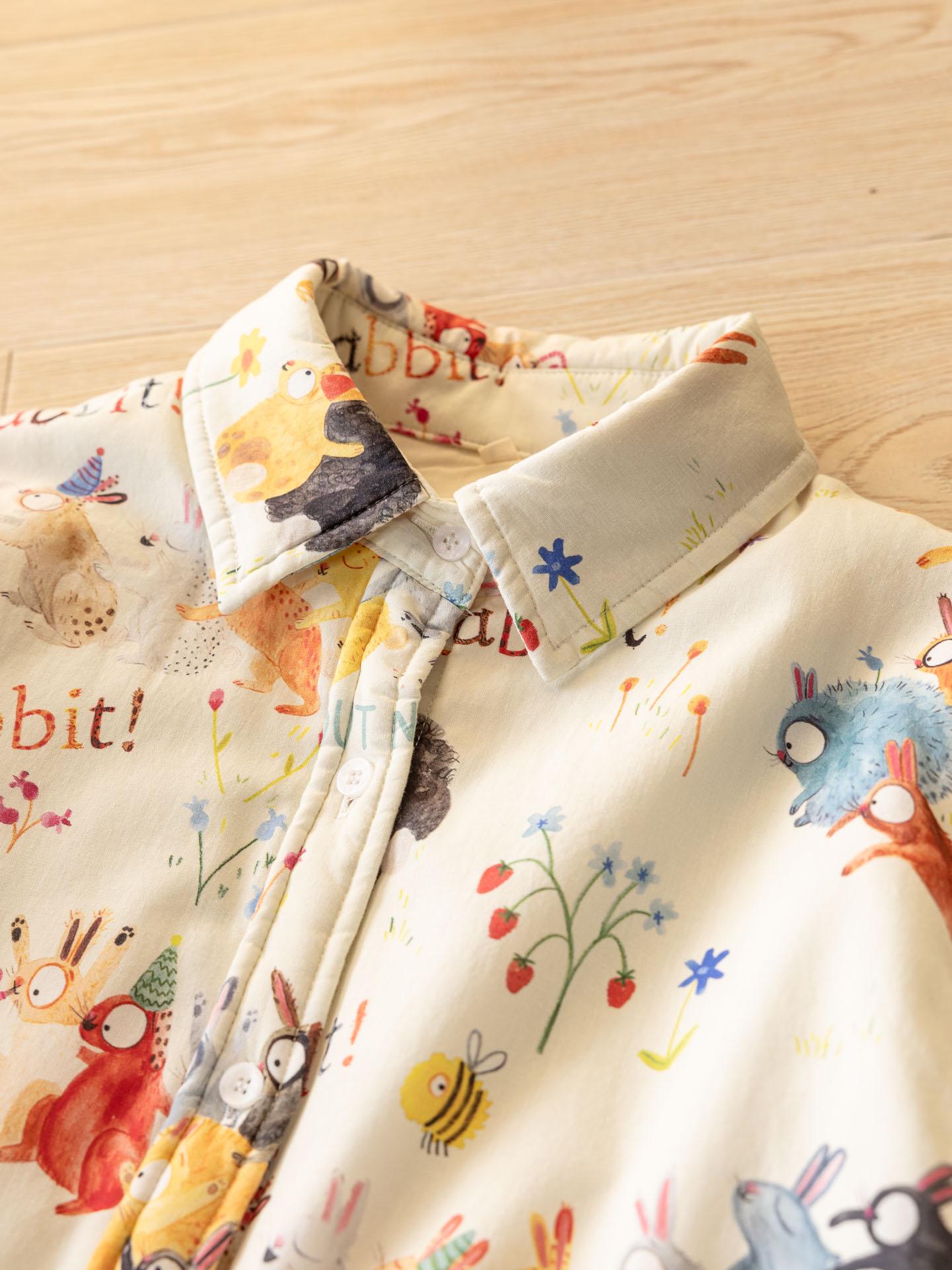 Women s Quirky Rabbit Print Quilted Coat - 2025 Autumn/Winter Collection M бежевый