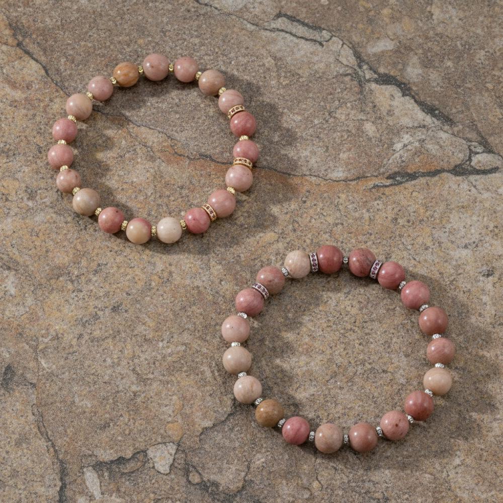 Elegant Semi-Precious Stone Beaded Bracelet - Light Luxury, High-End, Versatile Elastic Round Beads for Couples