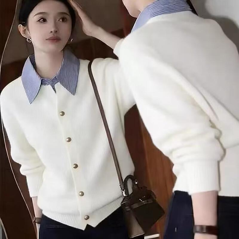 Zose Elegant Faux-Layer Collared Knit Sweater