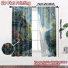 2pcs   2D FLAT PRINTING Curtains (Without Rod) Moonlit Haven Modern Pattern Curtains Versatile Polyester Curtains Festive for