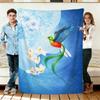 Quetzal and White Flower Flannel Blanket Soft Cozy Throws Napping Travel Use