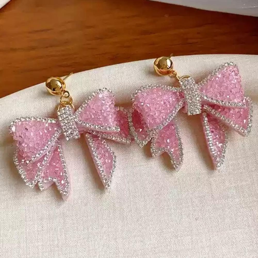 Ear Jewelry Crystal Bow Earrings Zircon Bowknot Dangle Earrings Fashion Sweet Stud Earrings Party