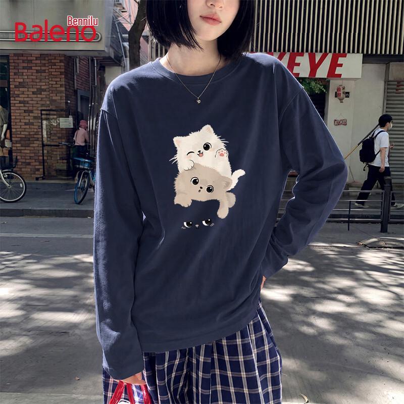 Baleno Women's 2026 Autumn Pure Cotton Long Sleeve T-Shirt