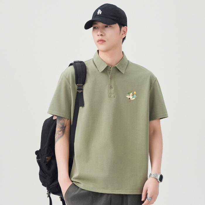 

New Summer Style Crane Personality Short-sleeved Lapel POLO Shirt T-shirt Men s Short-sleeved Shirt 3XL