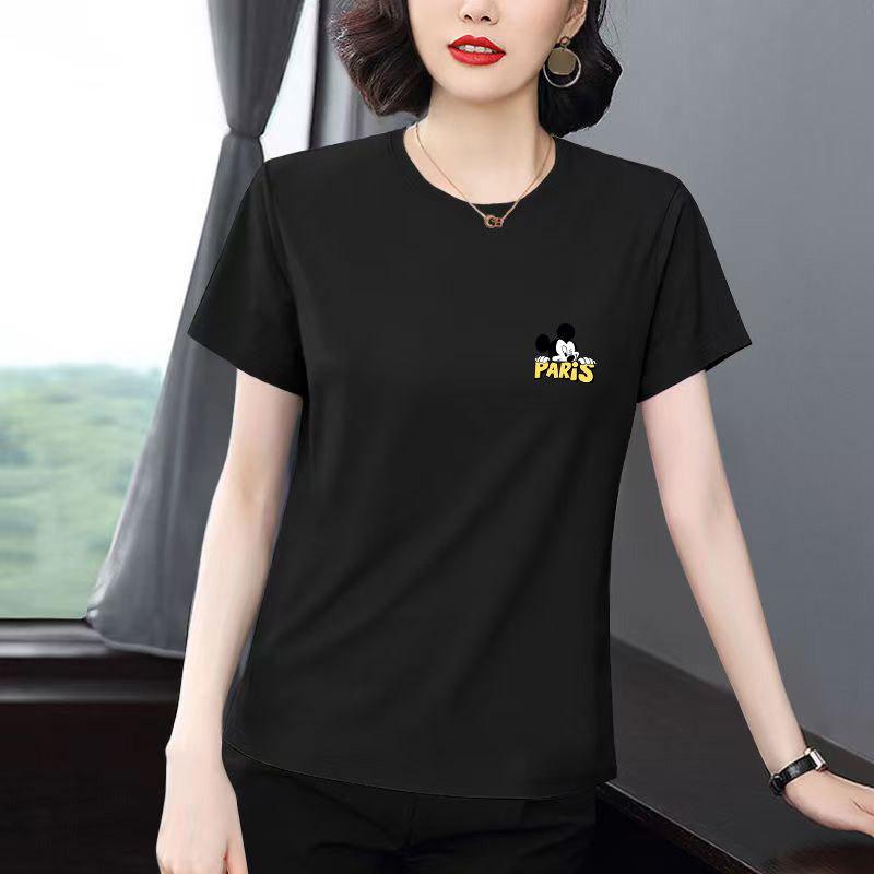 2026 Summer Women's Plus Size Short-Sleeve T-shirt, Versatile Age-Defying Round Neck Top.