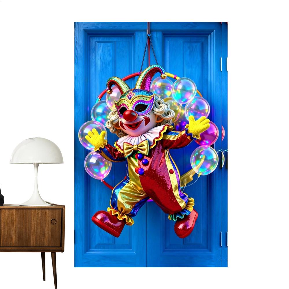 Carnival Door Banner 35.4x70.8 Inches Cartoon Holiday Backdrop Front Door Banner For Storefront Entrance Party Apartment School