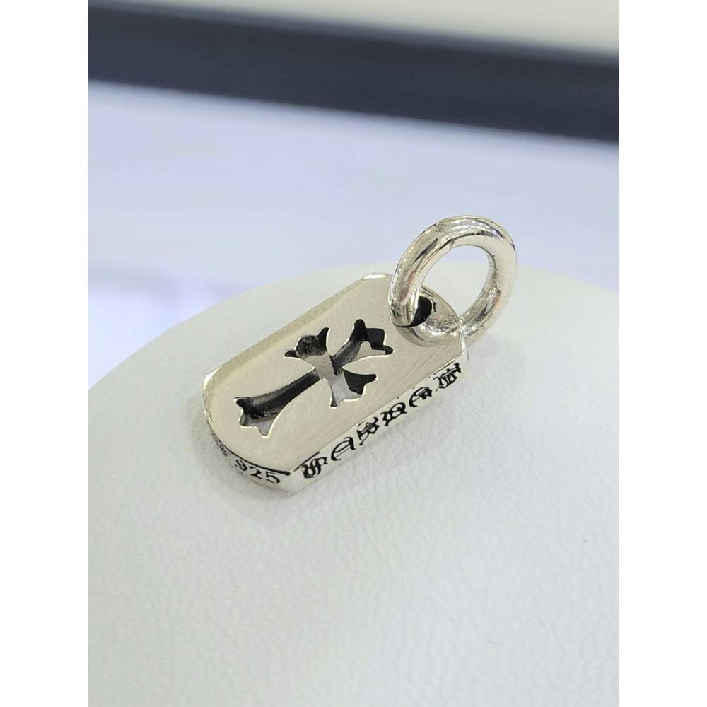 Sterling Silver/92.5 Silver Chrome Cross Pendant Necklace Ss12R001P (Unplated)