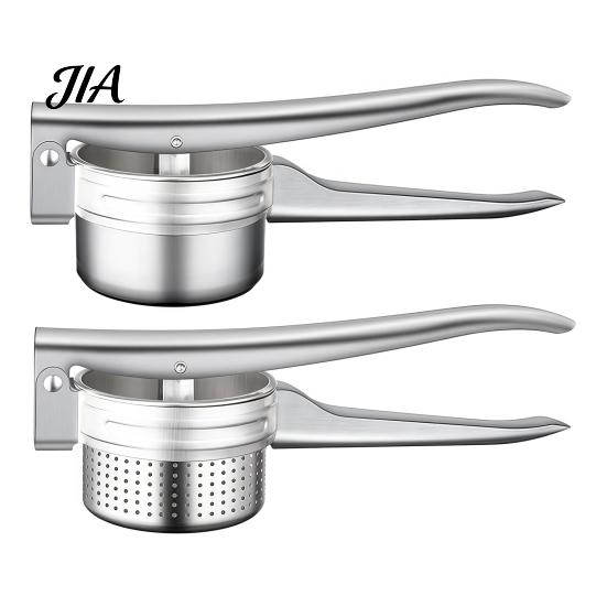Manual Potato Ricer Stainless Steel with T-shaped Handle, Handheld Garlic Easy Squeeze Lever Juicer Press, Multifunctional Kitchen Tool for