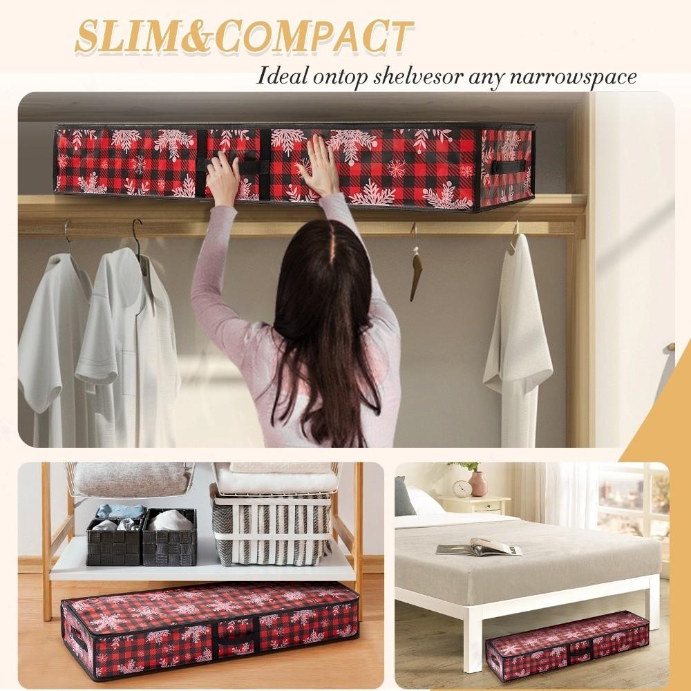 Oxford Christmas Wrapping Paper Storage Bag Dustproof Washable Xmas Ornament Organizer Large Capacity Reusable Under Bed Storage