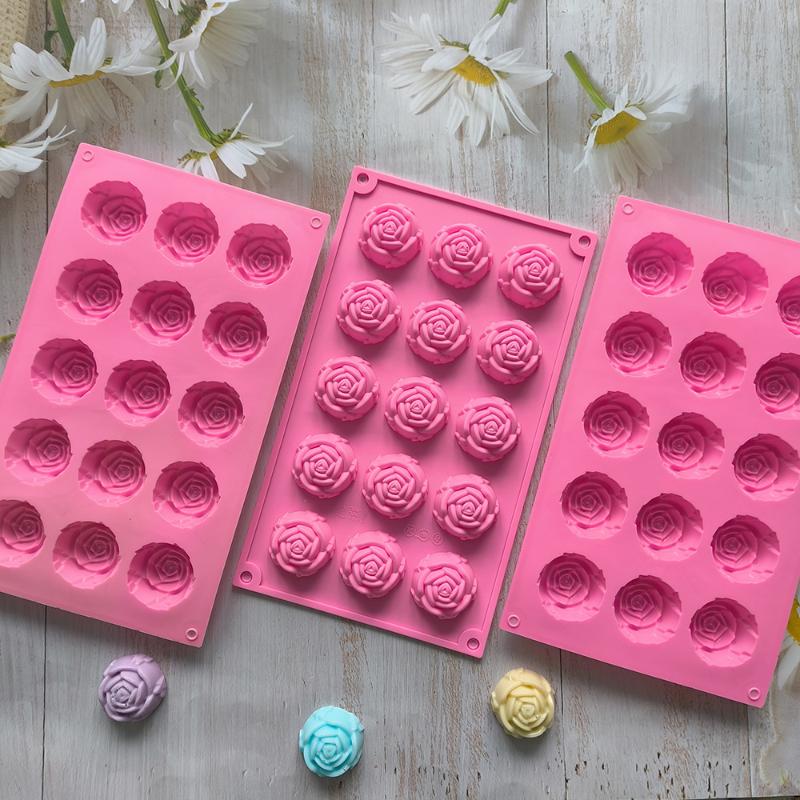1Pc 15 Cavity Silicone Rose Mold Chocolate Candy DIY Dessert Pudding Cake Decoration Mould Ice Cube Making Tool