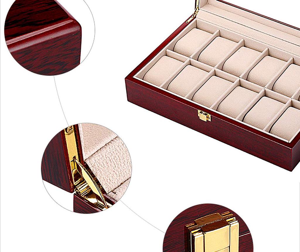 Luxurious Wooden Watch Storage Box for 12 Collection Display 12 Watches, Case, (Holds Watches)