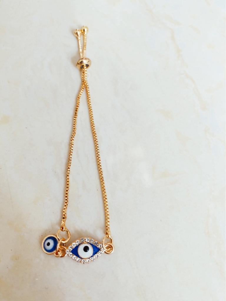 New Fashion Turkish Blue Evil Eye Bracelet For Women Simple Adjustable Lucky Chain Zircon Eye Bracelet Jewelry Birthday Gifts